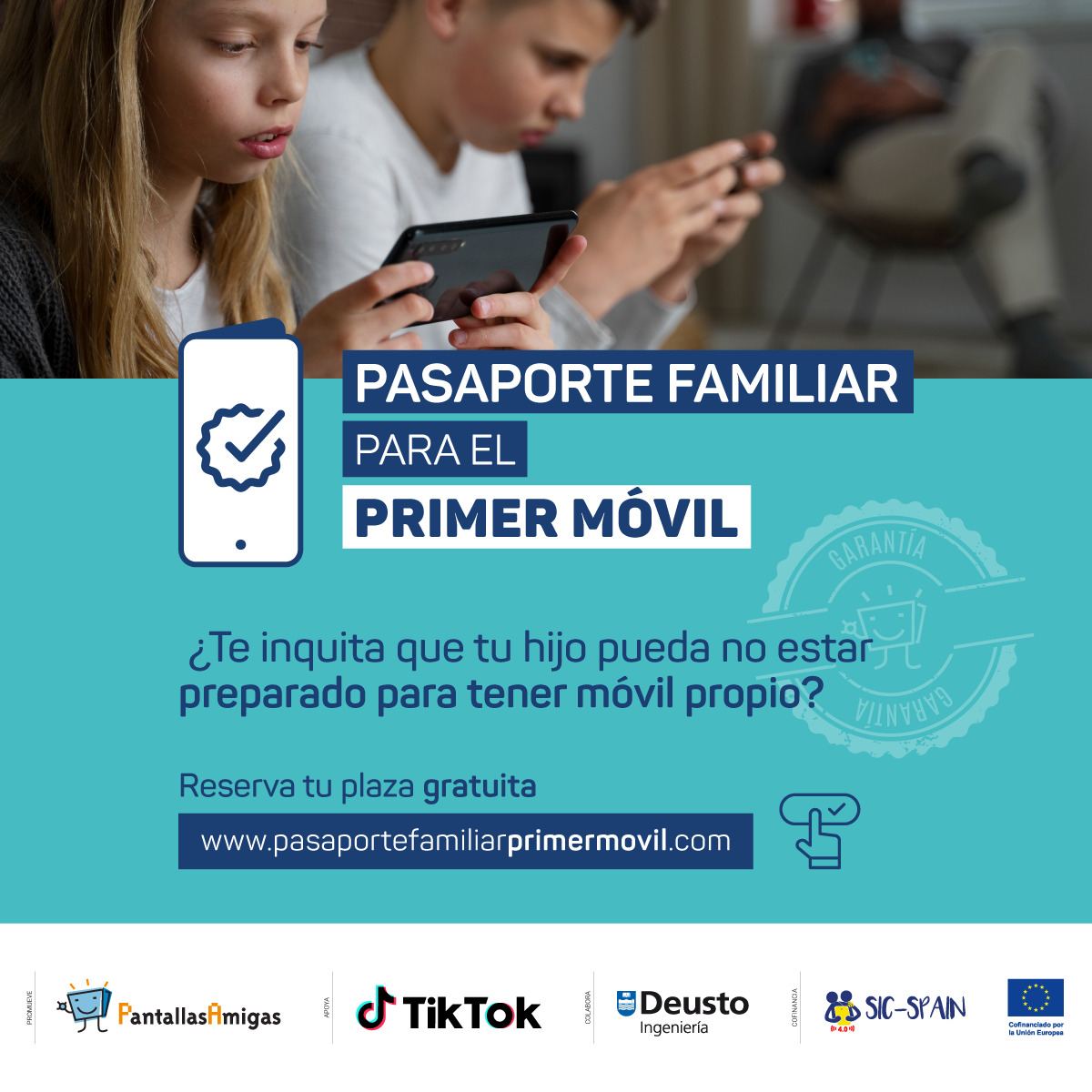 📲👨‍👩‍👧‍👦 Pasaporte Familiar para el Primer Móvil.

🔸 ¿No tienes claro cuándo es el momento de entregar un móvil a tu hija? 
🔸 ¿Dudas de tu capacidad para poder gestionarlo? 
🔸 ¿Te inquieta que tu hijo pueda no estar preparado para tener móvil propio? 
🔸 ¿Acabas de entregar a tu hija un móvil y te sientes insegura? 

Descubre el proceso de tutorización que ayuda a familias a preparar y acompañar a sus adolescentes en esta nueva etapa digital. 

¡Reserva tu plaza GRATUITA! 
www.pasaportefamiliarprimermovil.com